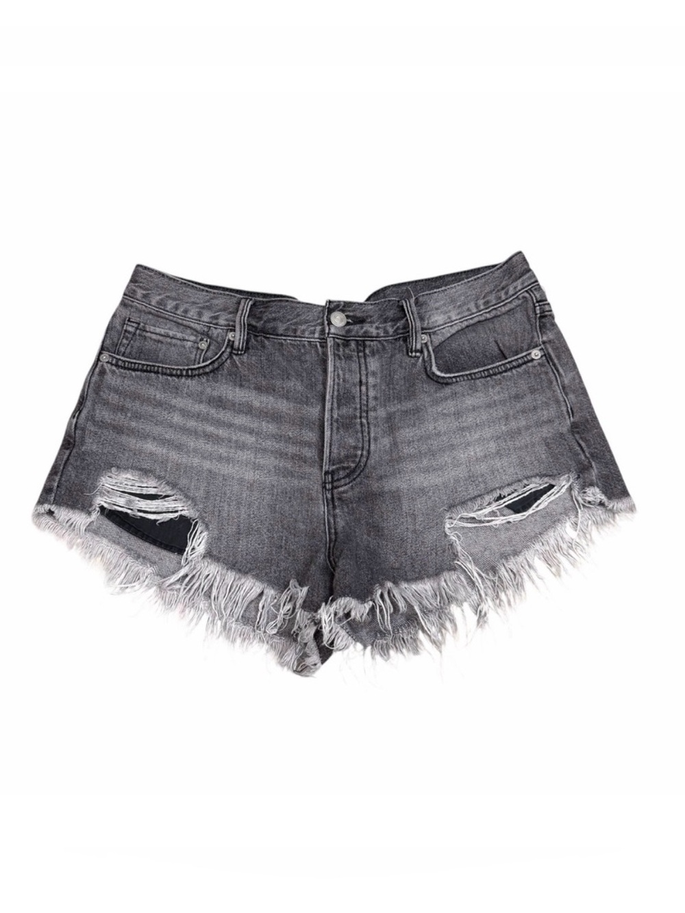 We The Free High Rise Distressed Button Fly Cutoff Denim Shorts |‎ Size 28